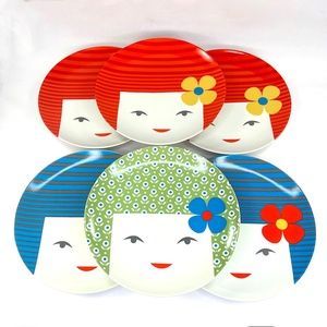 Japanese Geisha Kokeshi Ceramic Dessert Plates - 7